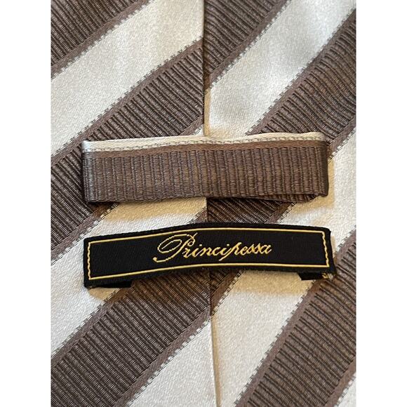 Principessa Brown Hand Made 100% Silk Men’s Neck Tie Made In China - Picture 8 of 9